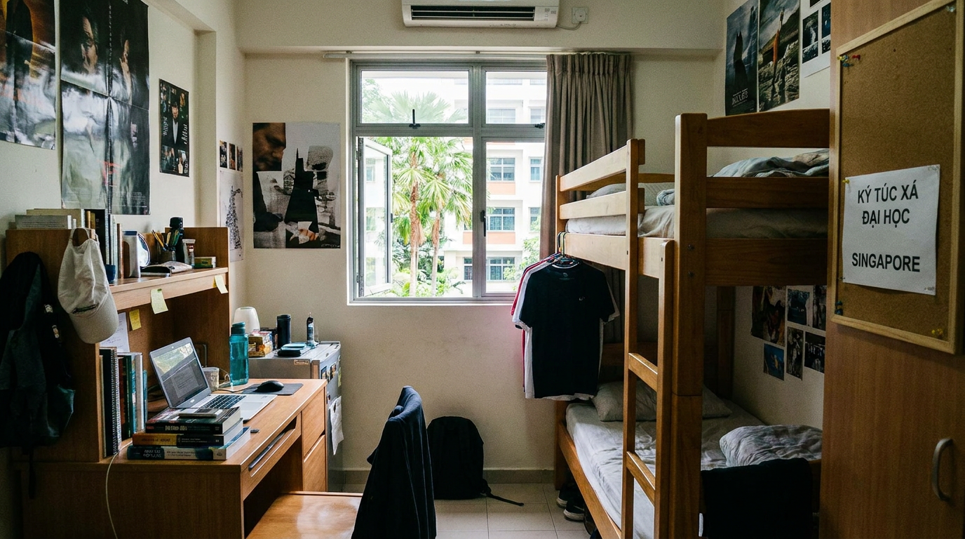Một góc phòng điển hình tại ký túc xá đại học Singapore. - Ký túc xá đại học Singapore: Sự thật ngỡ ngàng