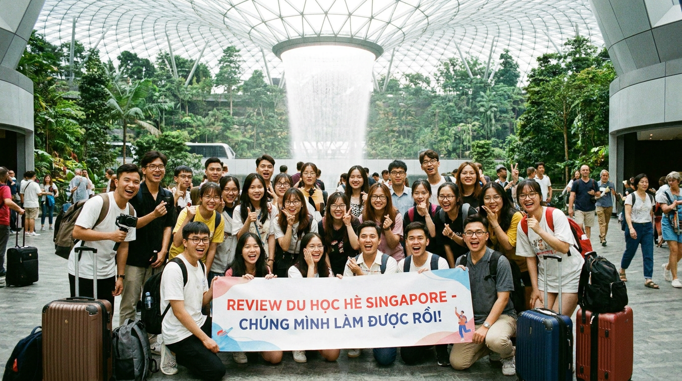 Review du học hè Singapore: Trải nghiệm siêu vui và sốc 1 Học sinh Việt Nam hào hứng hạ cánh tại sân bay Changi trong bài review du học hè Singapore - Review du học hè Singapore: Trải nghiệm siêu vui và sốc