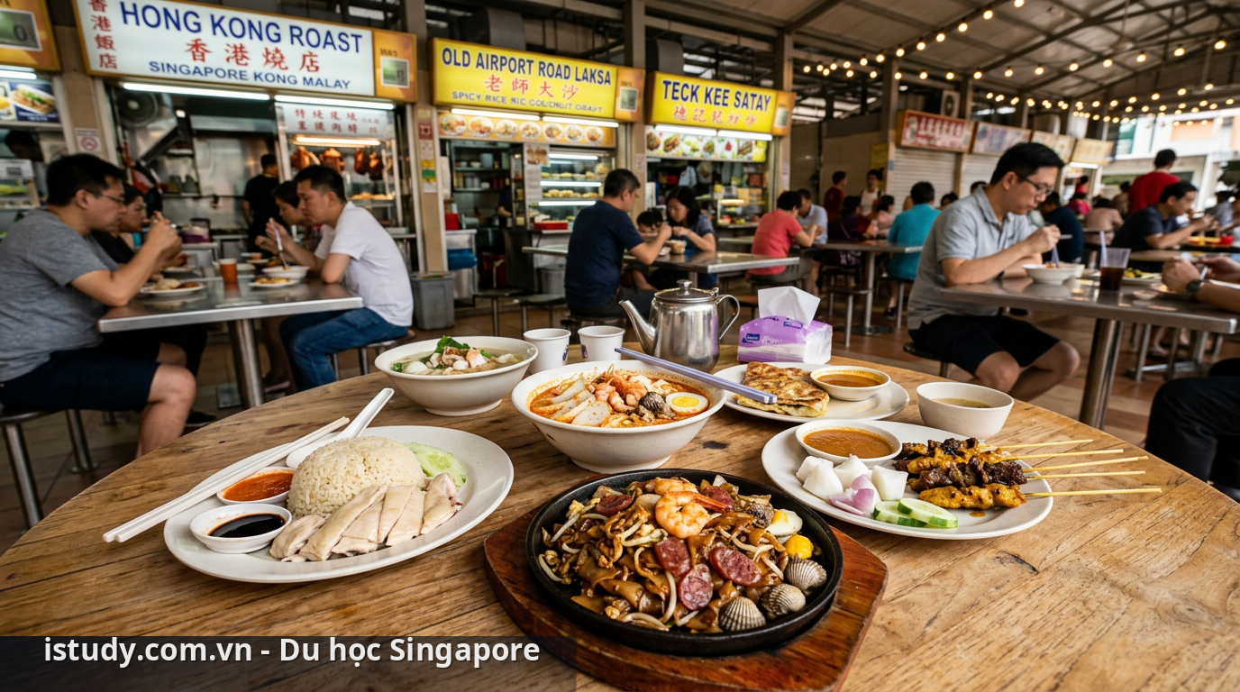 Ẩm thực Singapore đa dạng tại các khu hawker center - món ngon Singapore