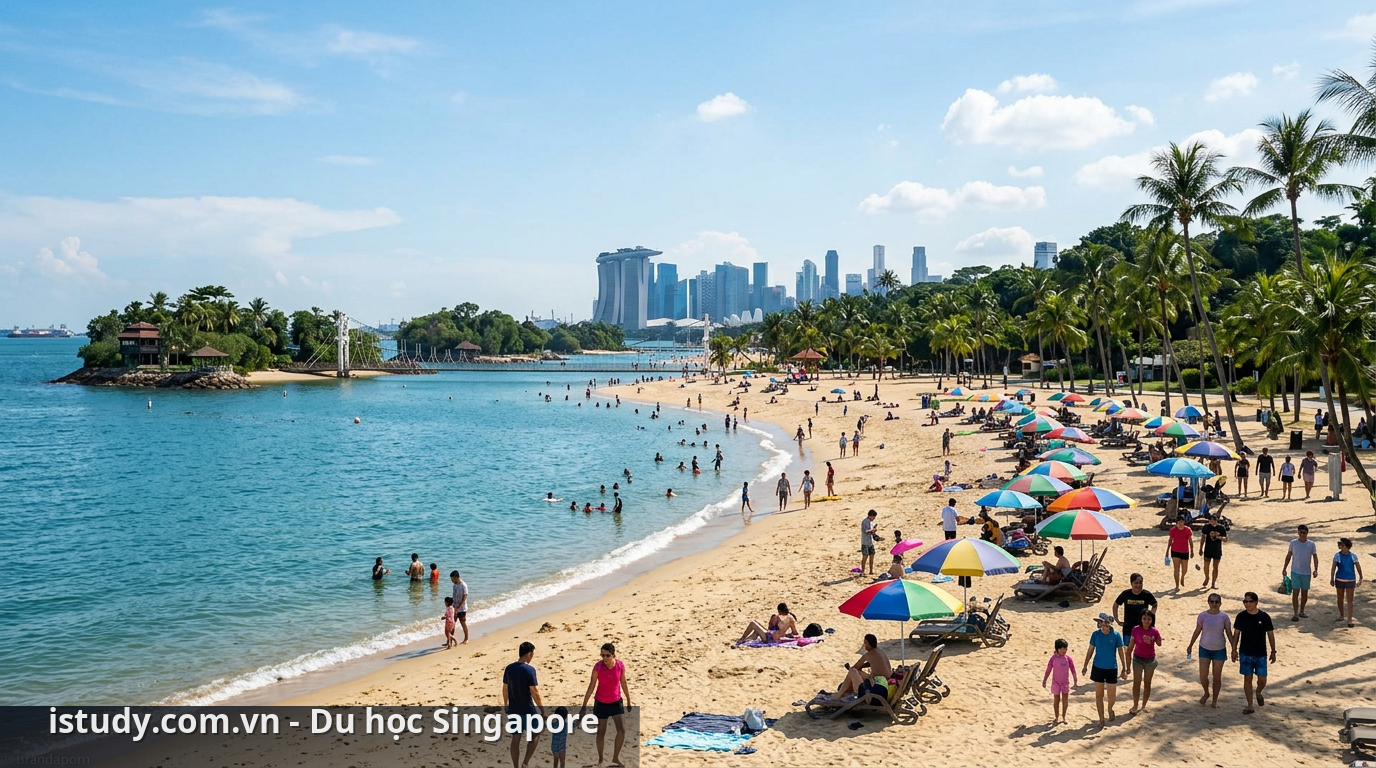 Bãi biển Siloso là địa điểm vui chơi Singapore miễn phí rất được yêu thích. - địa điểm vui chơi Singapore
