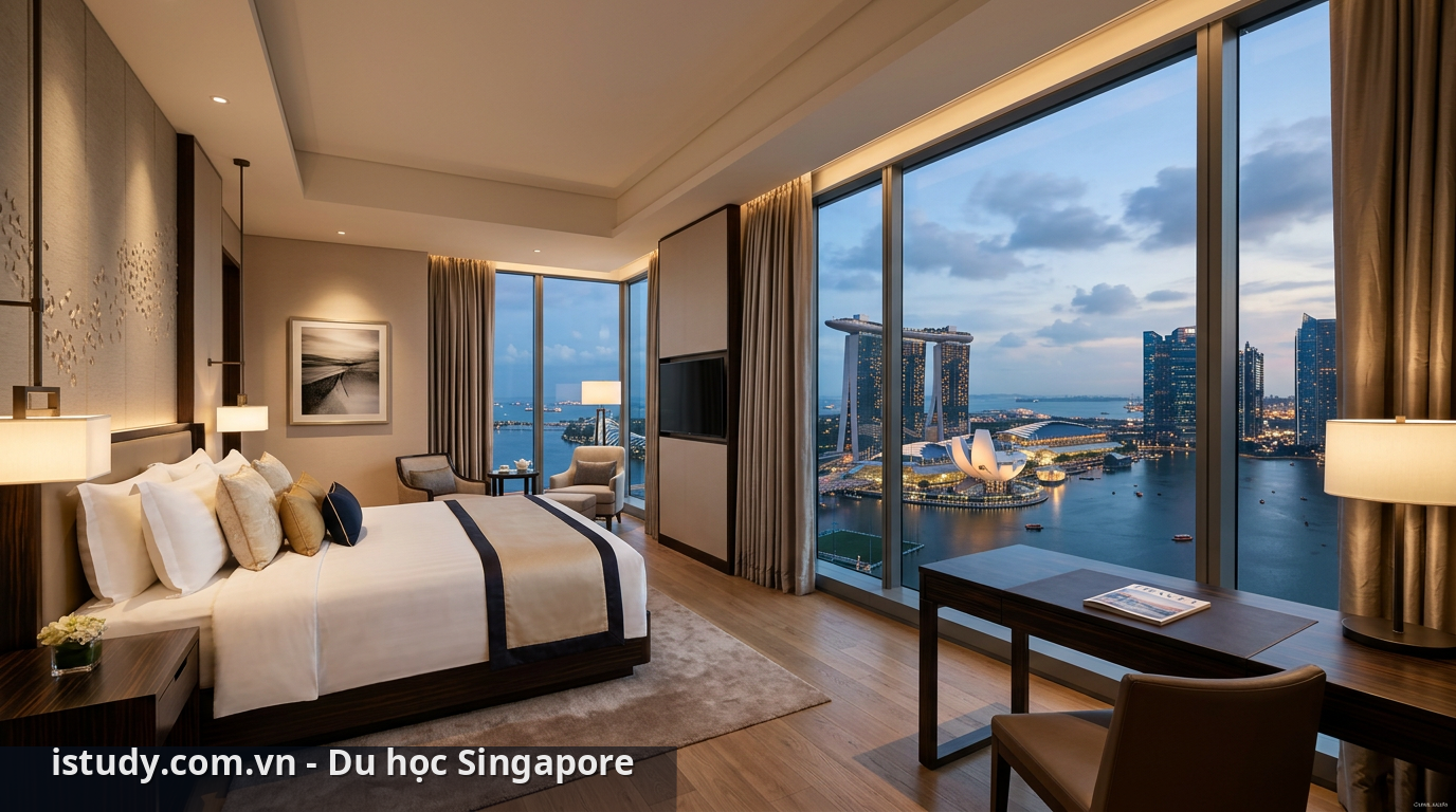 Không gian lưu trú cao cấp Singapore hướng ra vịnh Marina - khách sạn sang trọng Singapore