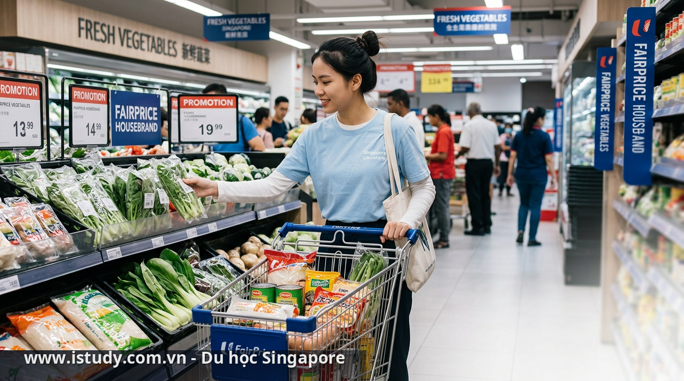 Mua thực phẩm rẻ ở Singapore tại FairPrice giúp du học sinh tiết kiệm ngân sách - siêu thị giá rẻ ở Singapore
