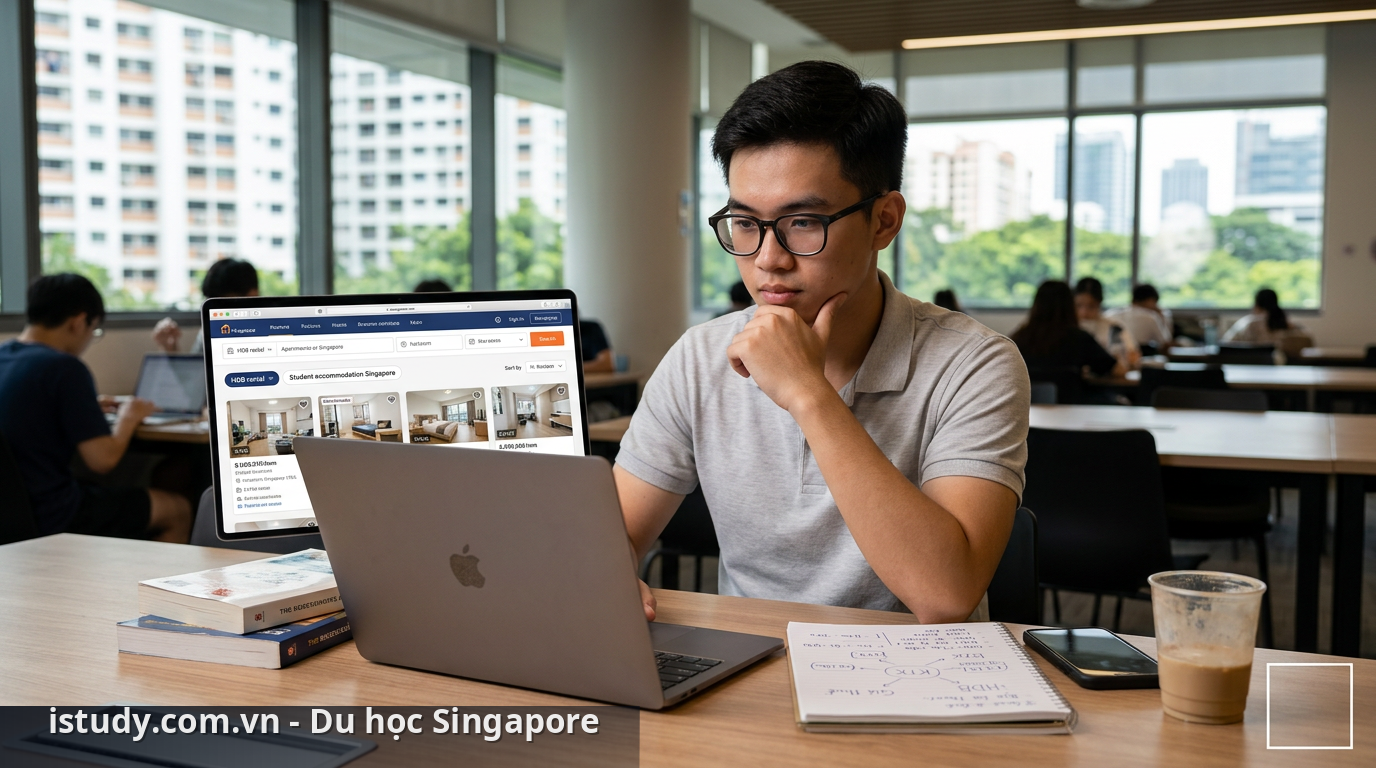 Học sinh đang tìm kiếm thông tin thuê nhà ở Singapore - thuê nhà ở Singapore
