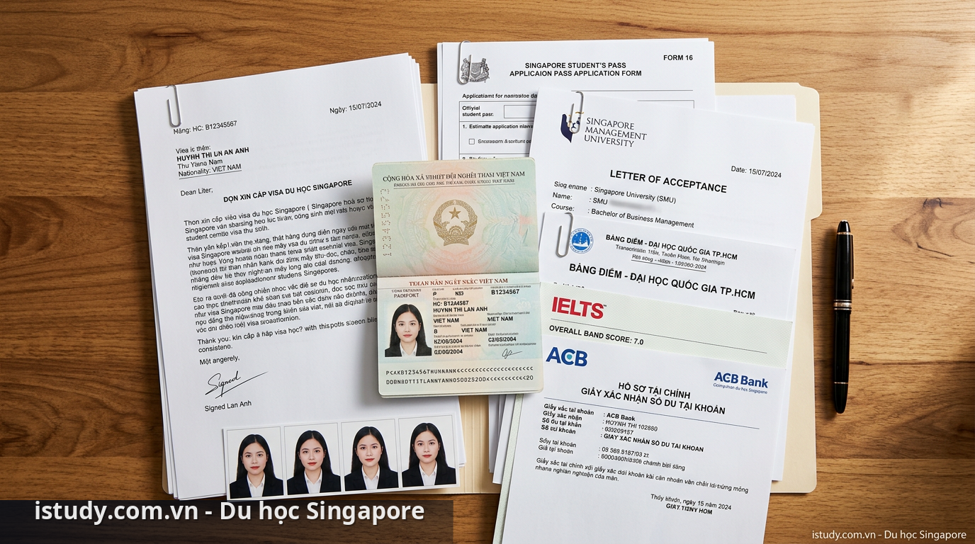 Bộ hồ sơ visa du học Singapore cần được sắp xếp ngăn nắp và dịch thuật công chứng đầy đủ - hồ sơ visa du học Singapore