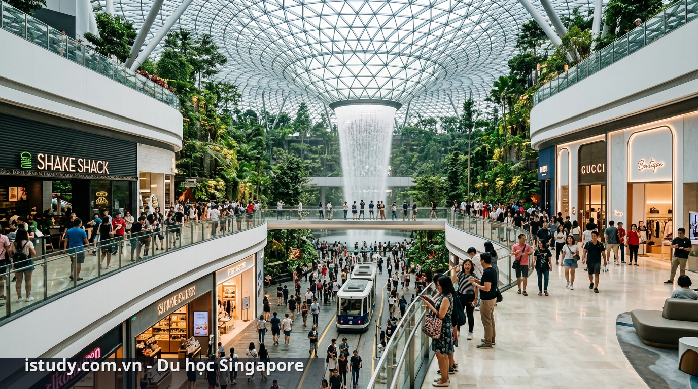 Jewel Changi: Thiên đường giải trí tại sân bay Singapore 2 Không gian mua sắm hiện đại tại Jewel Changi - Jewel Changi